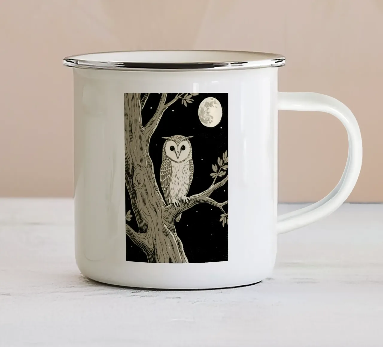 owl in the tree at night tazza in smalto da knowledge