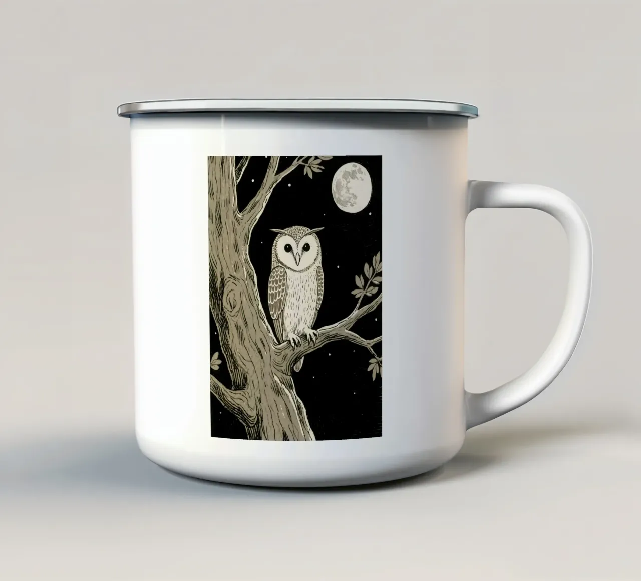 owl in the tree at night tazza in smalto da knowledge
