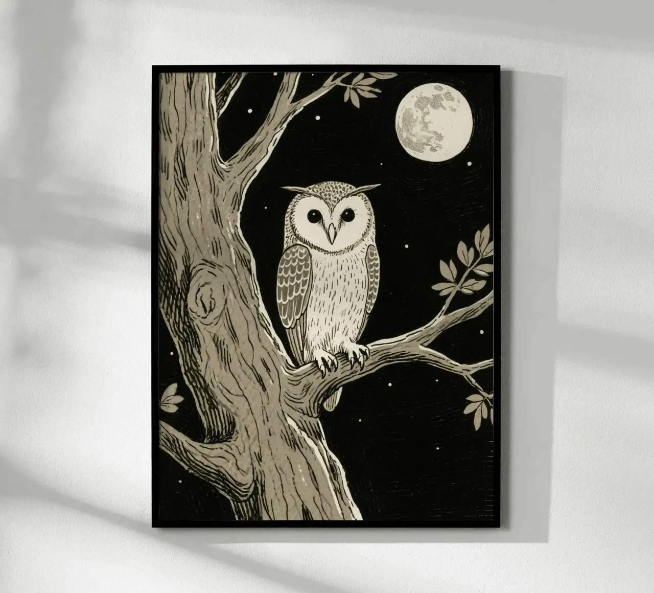 owl in the tree at night poster da knowledge