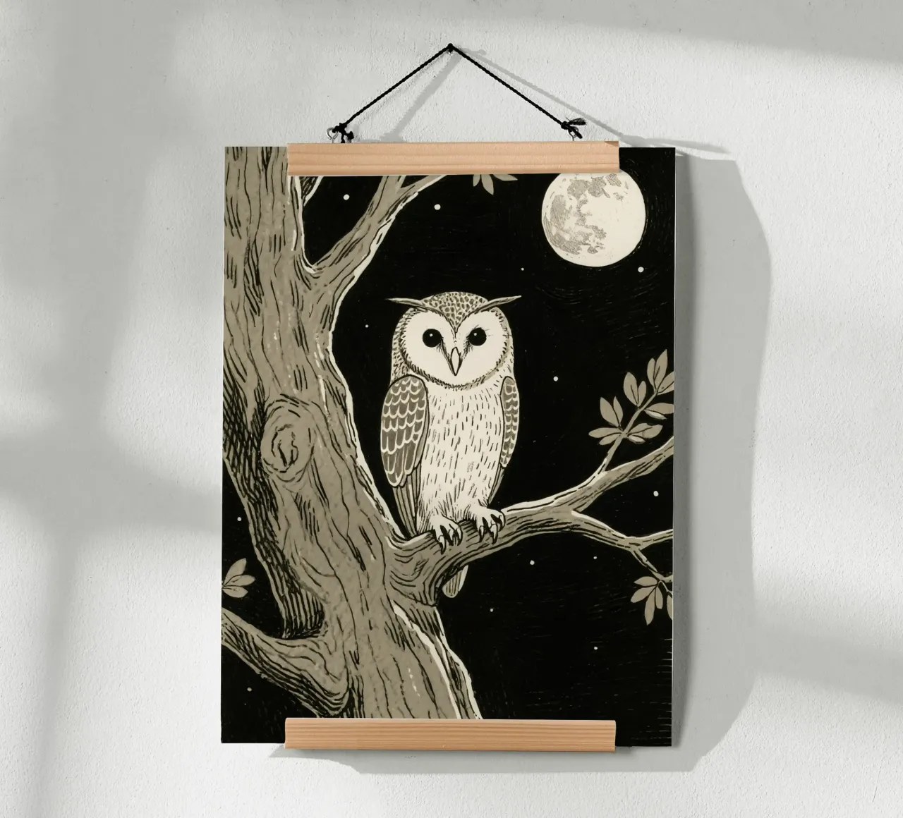 owl in the tree at night poster da knowledge