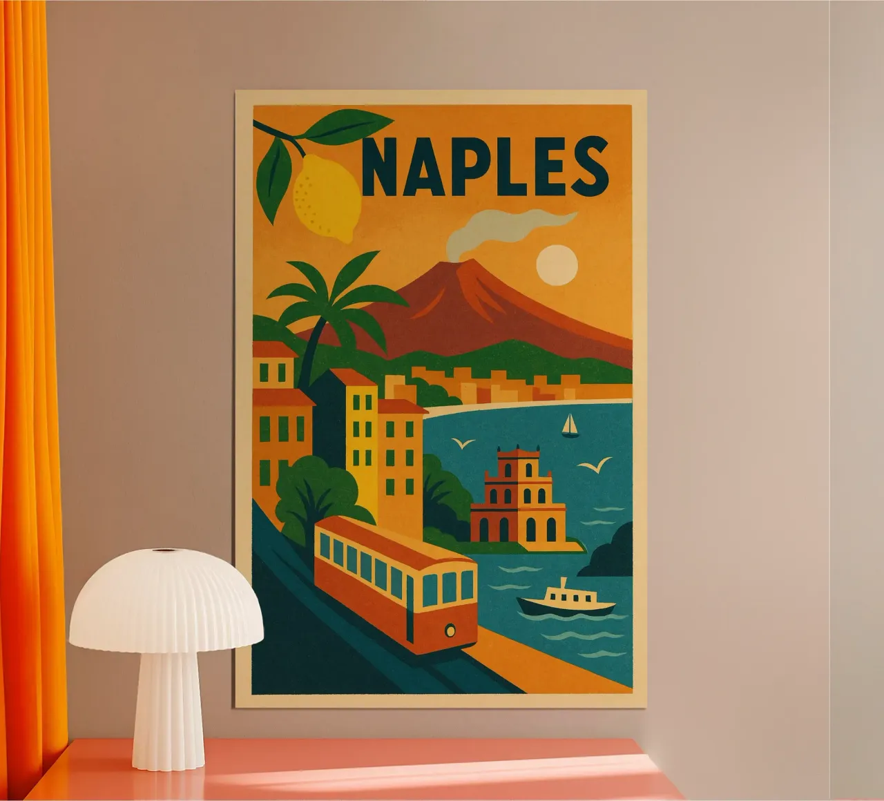 Poster di Napoli - Poster d'epoca del Vesuvio poster da JETLAG | affiches voyage