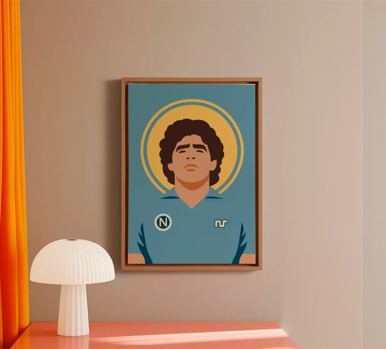 Maradona in Naples: The Saint of Football tela con Cornice a cassetta da ramosashop