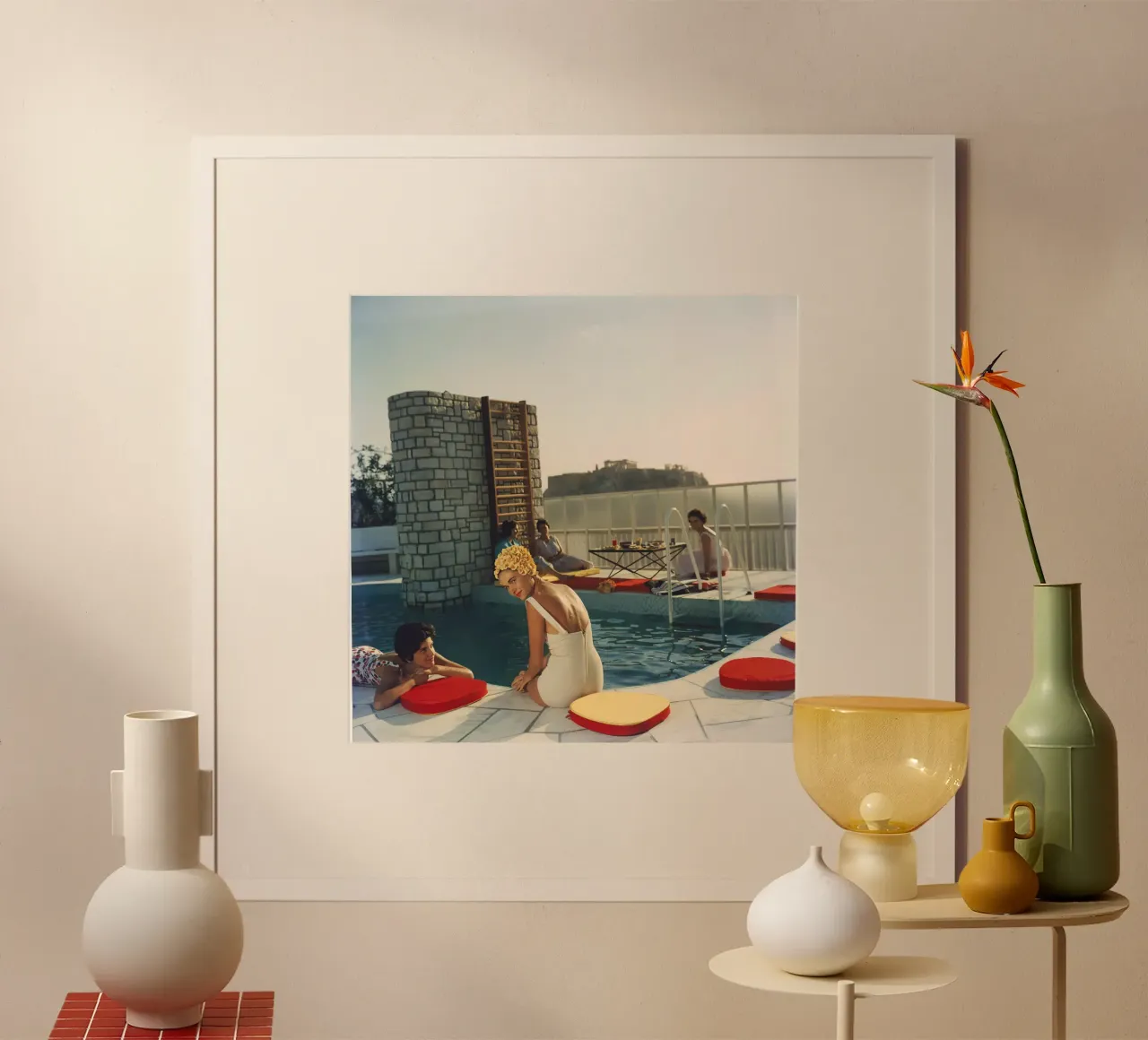 Piscina dell'attico poster con telaio in legno da kanel shop