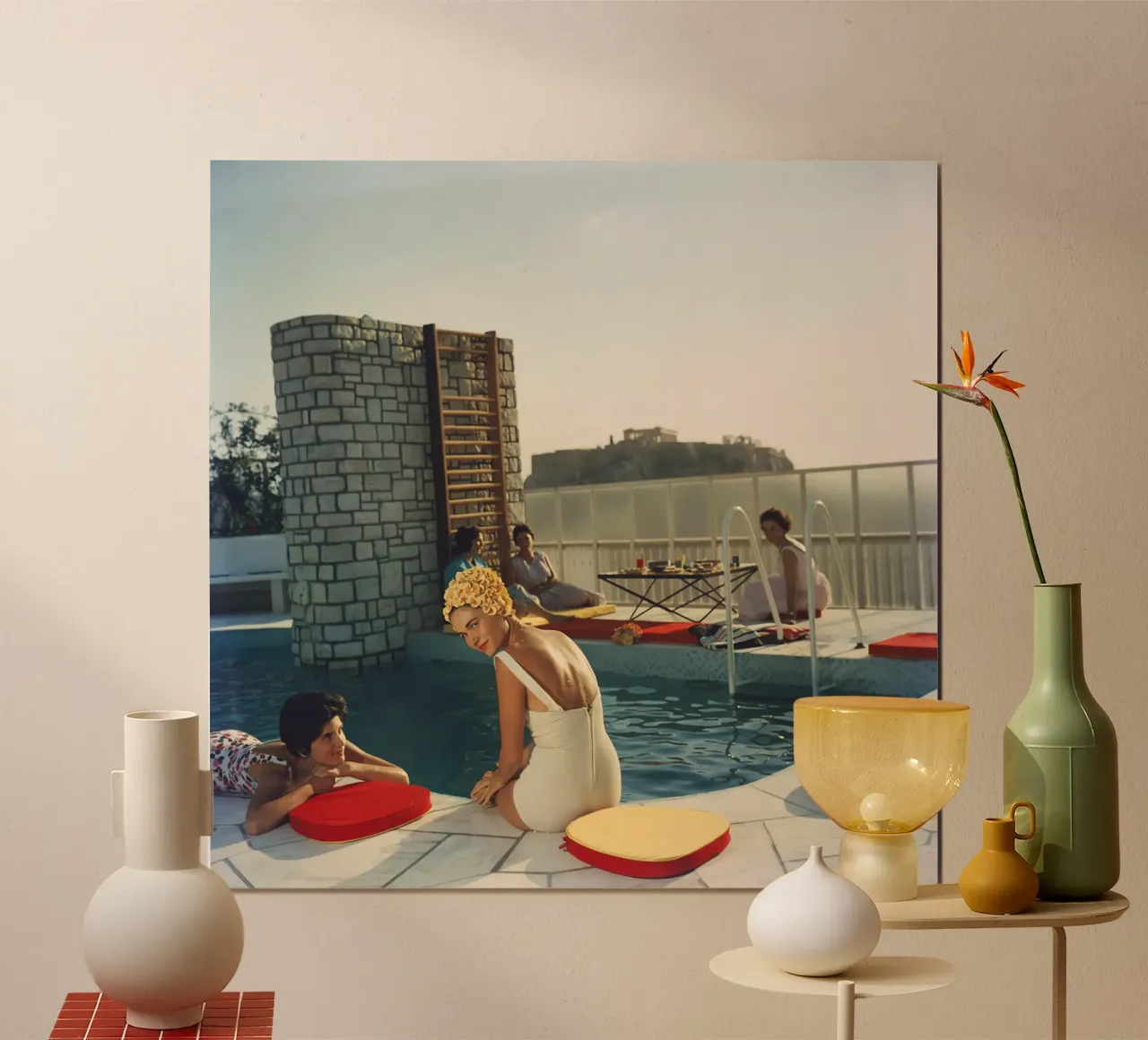 Piscina dell'attico poster con telaio in legno da kanel shop