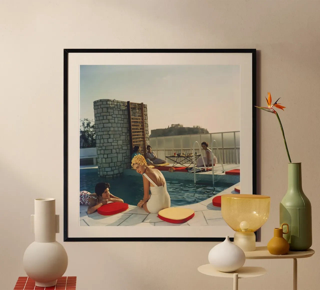 Piscina dell'attico poster con telaio in legno da kanel shop