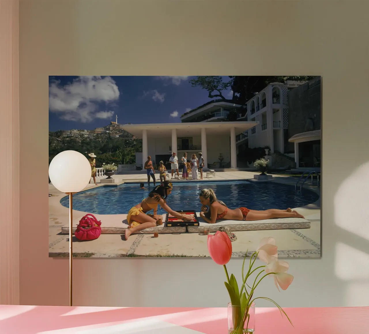Backgammon a bordo piscina poster con telaio in legno da kanel shop