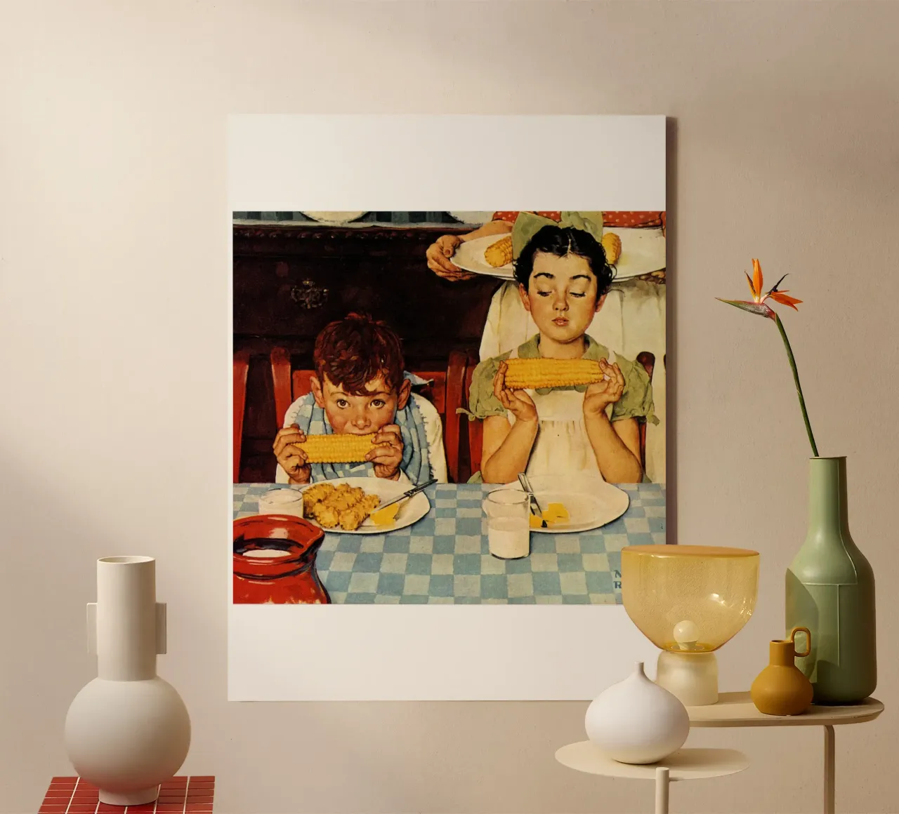Norman Rockwell e l'età dell'oro del cibo classico tela con Cornice a cassetta da Freya Mitchell