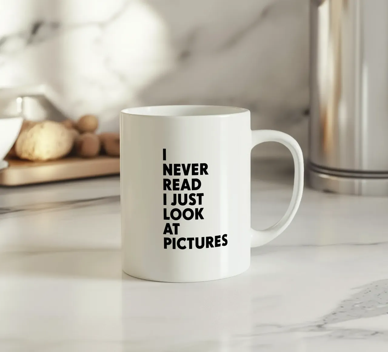 I never read – I just look at pictures tazza in ceramica da The True Type