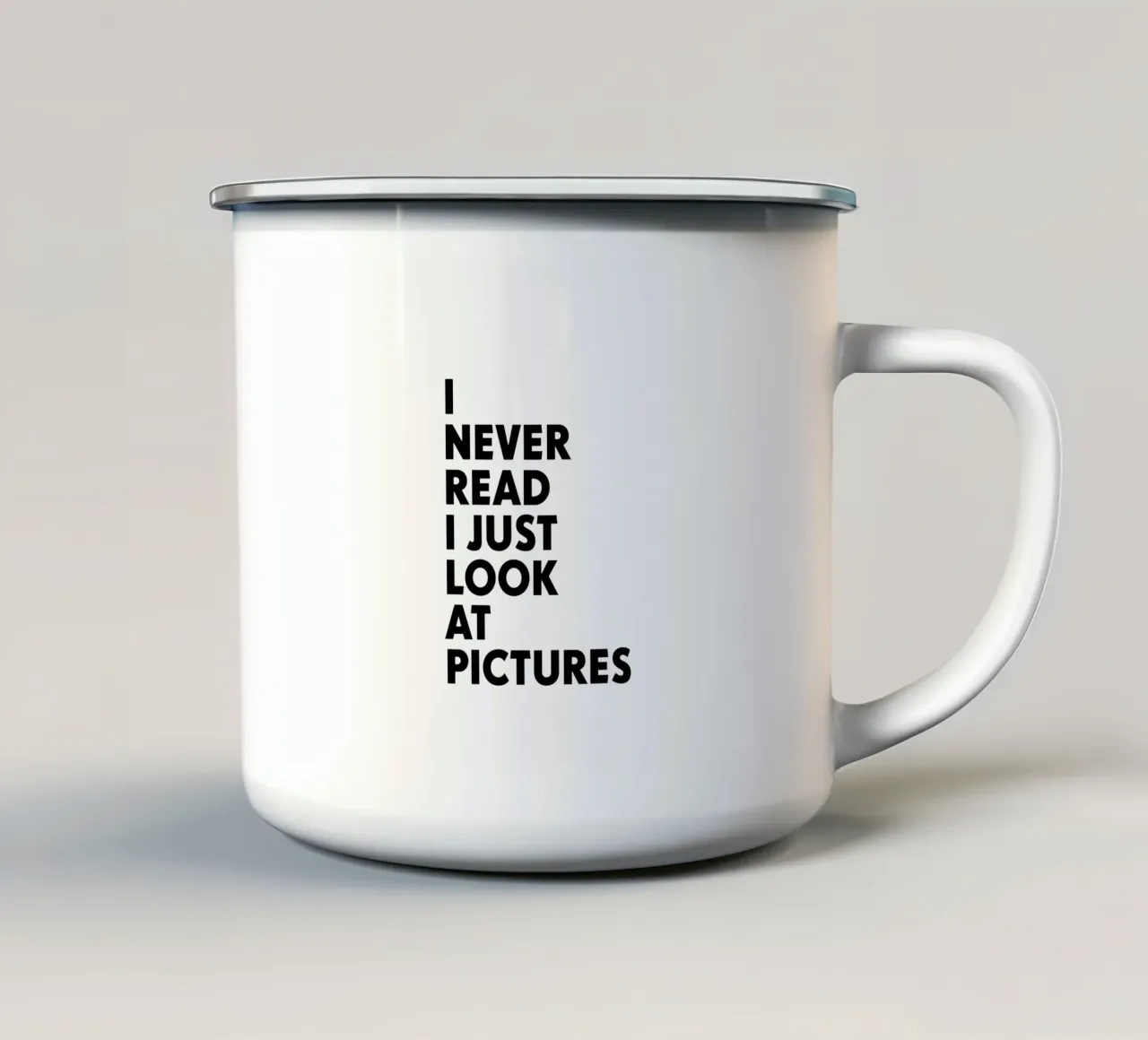 I never read – I just look at pictures tazza in smalto da The True Type