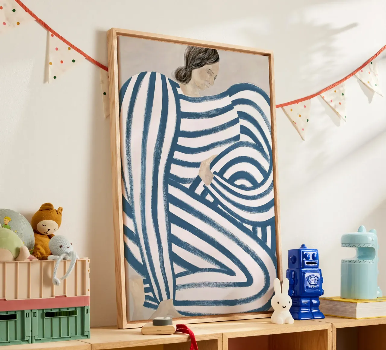 Dala blu tela con Cornice a cassetta da Serrano Shop