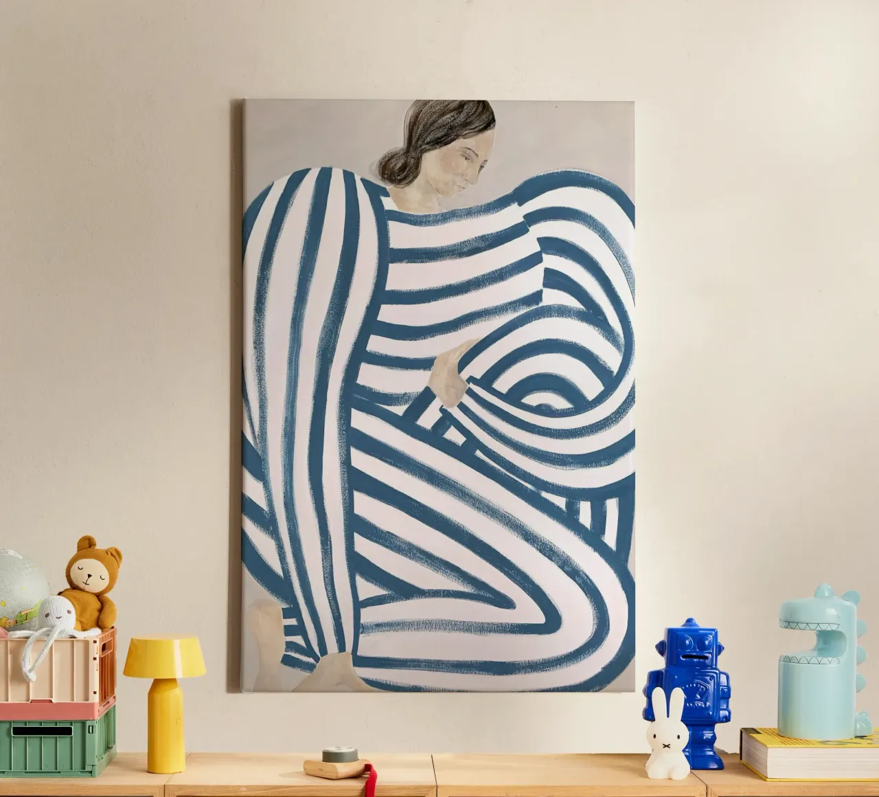 Dala blu tela con Cornice a cassetta da Serrano Shop