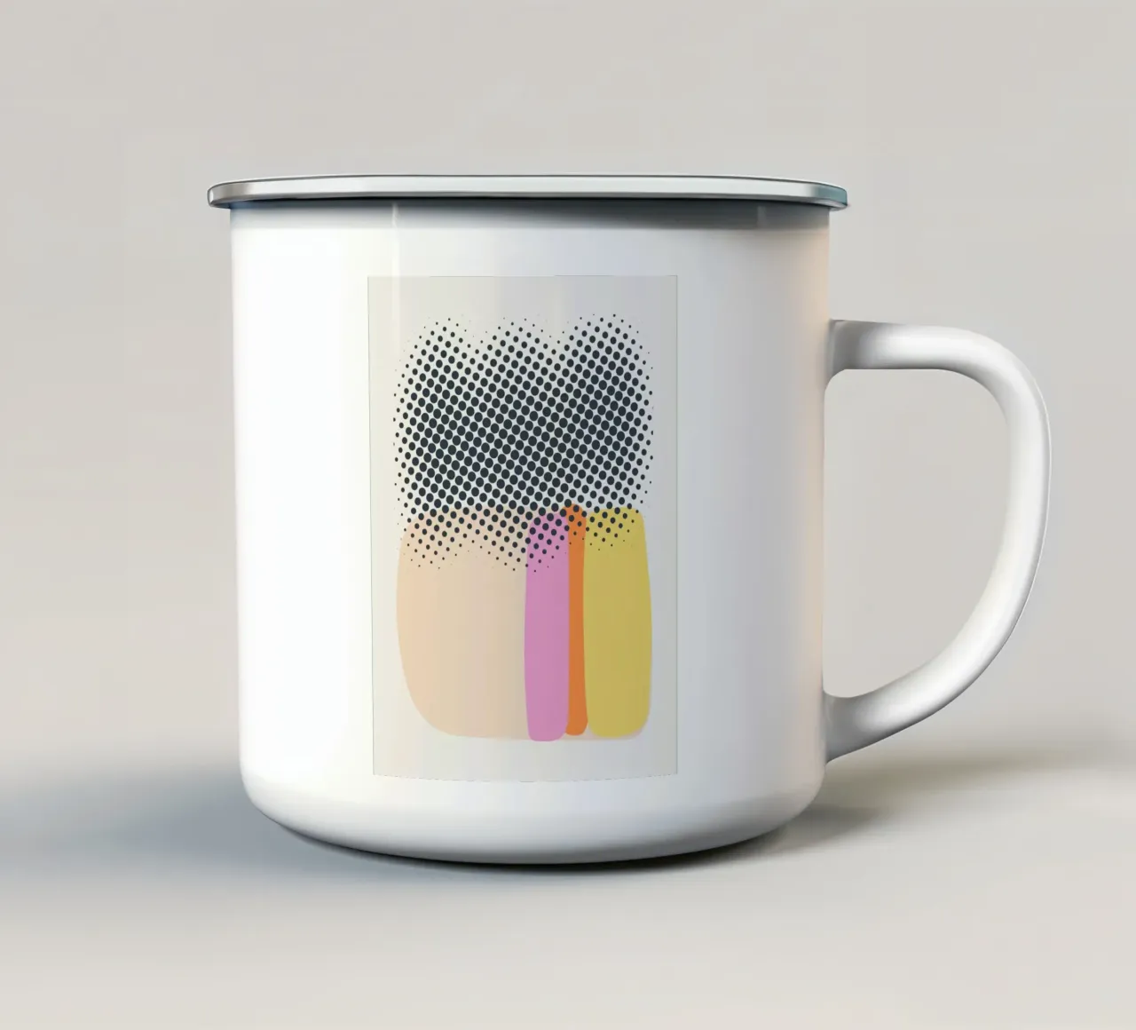 Abstracte gemengde techniek emaille mok van Little Dean