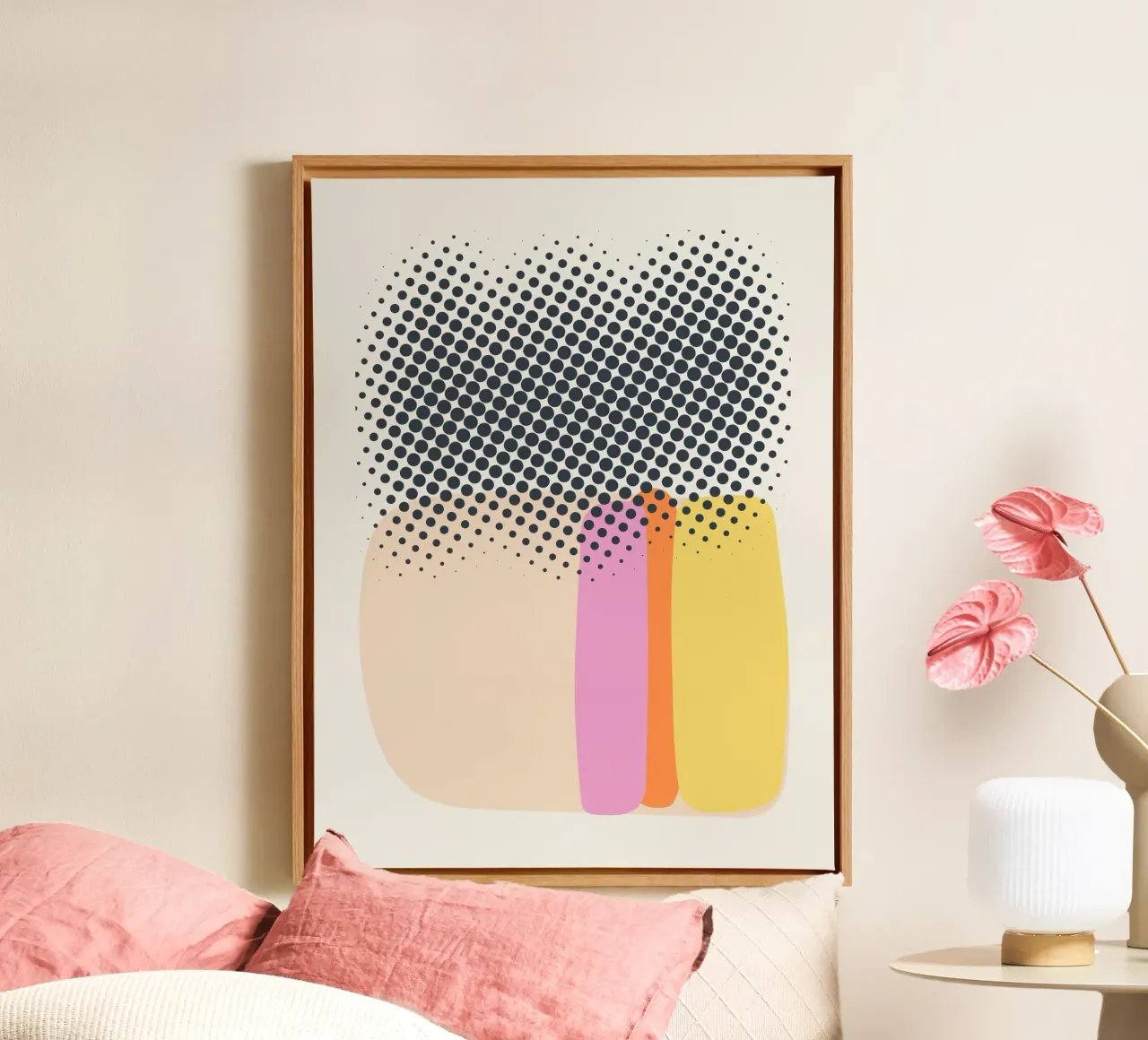 Abstract mixed media canvas with Floater frame by Little Dean
