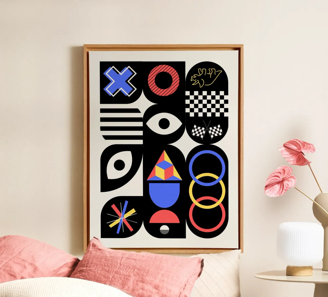 Geometrical build 07 canvas with Floater frame by Little Dean
