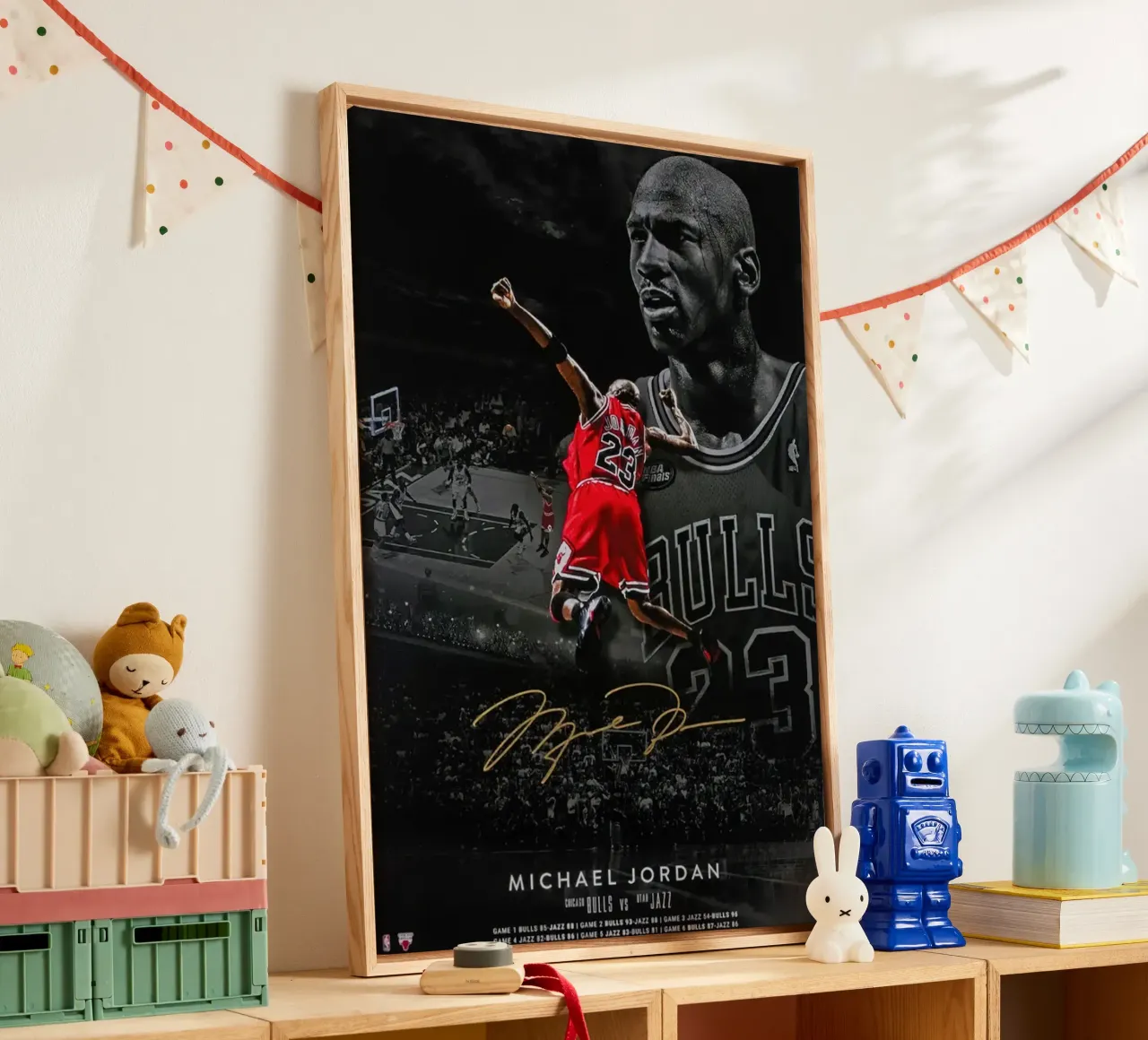Michael Jordan Chicago tela con Cornice a cassetta da kanel shop