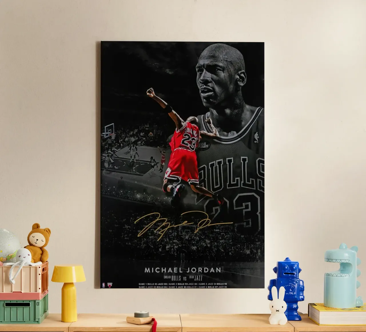 Michael Jordan Chicago tela con Cornice a cassetta da kanel shop