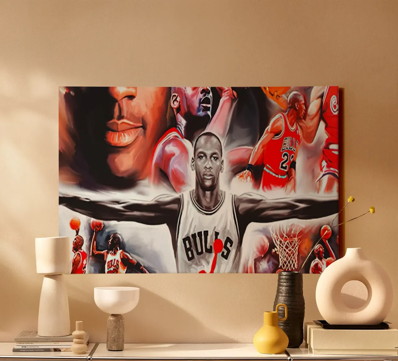 michael jordan collage canvas with Floater frame by kanel shop