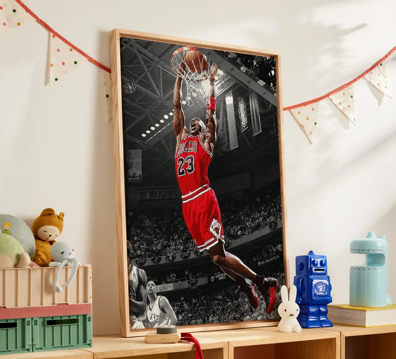 Michael Jordan Dunk NBA Basketbal canvas met Baklijst van kanel shop
