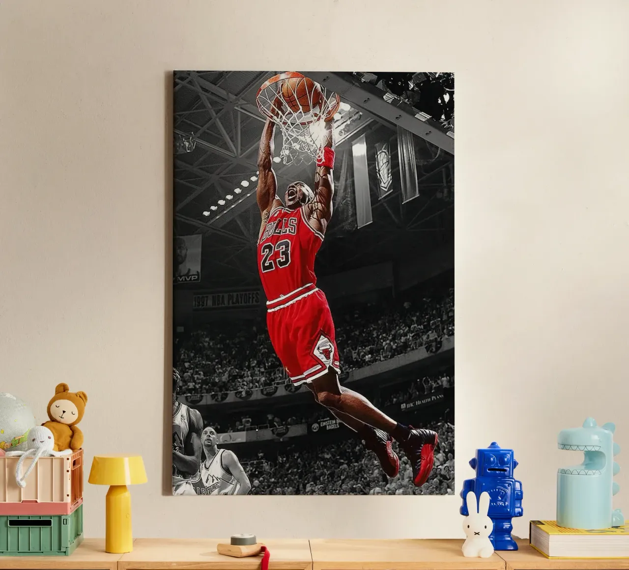 Michael Jordan Dunk NBA Basketbal canvas met Baklijst van kanel shop
