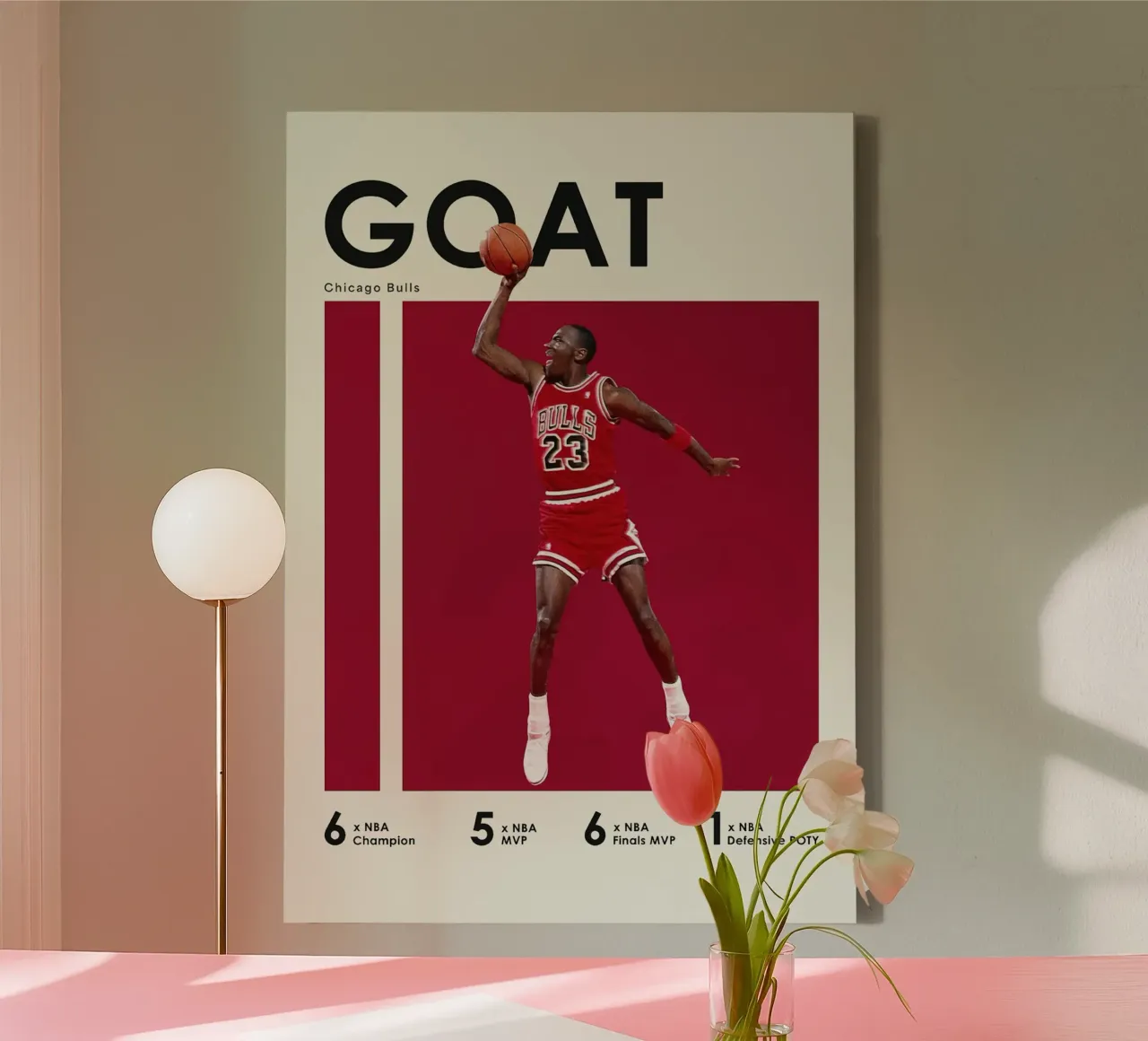 michael jordan cabra lienzo con Marco flotante de kanel shop