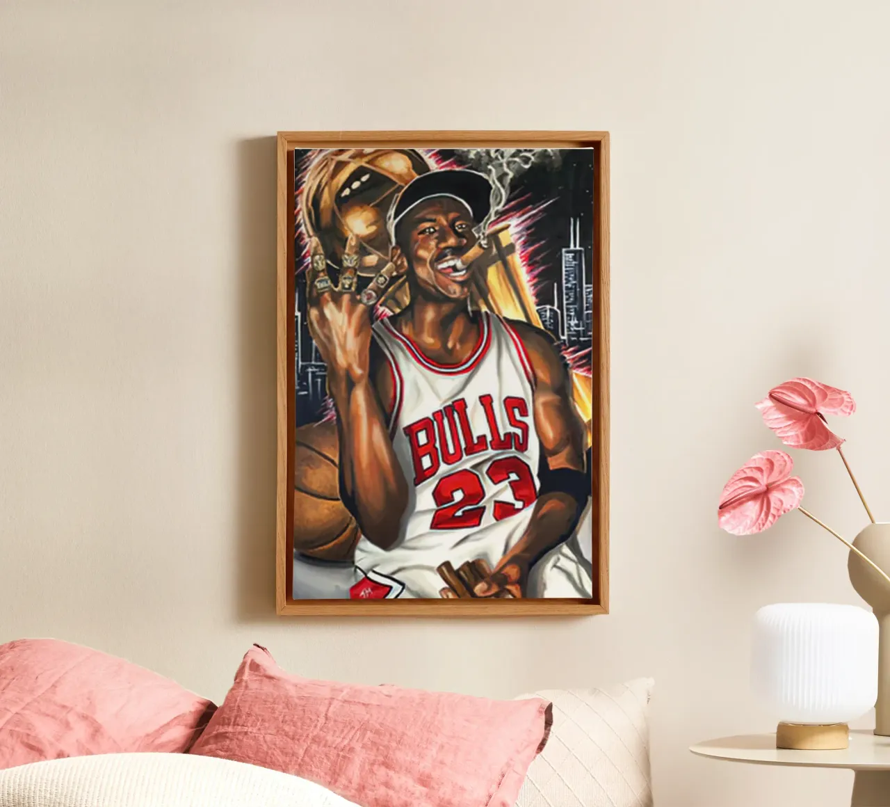Fumo di Michael Jordan tela con Cornice a cassetta da kanel shop