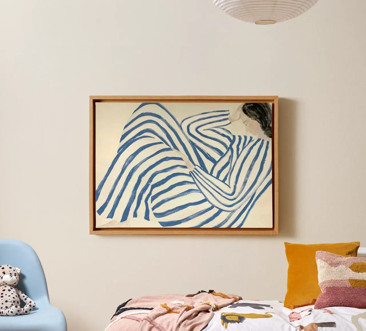 Verveeld Leunend Blauw canvas met Baklijst van Serrano Shop