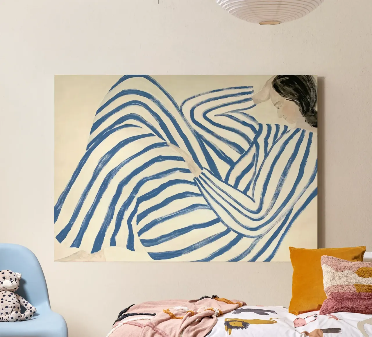 Verveeld Leunend Blauw canvas met Baklijst van Serrano Shop