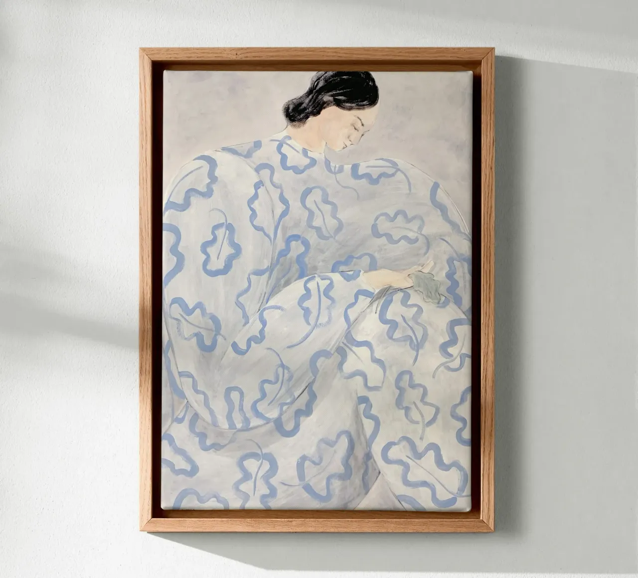 Fiori bianchi annoiati tela con Cornice a cassetta da Serrano Shop
