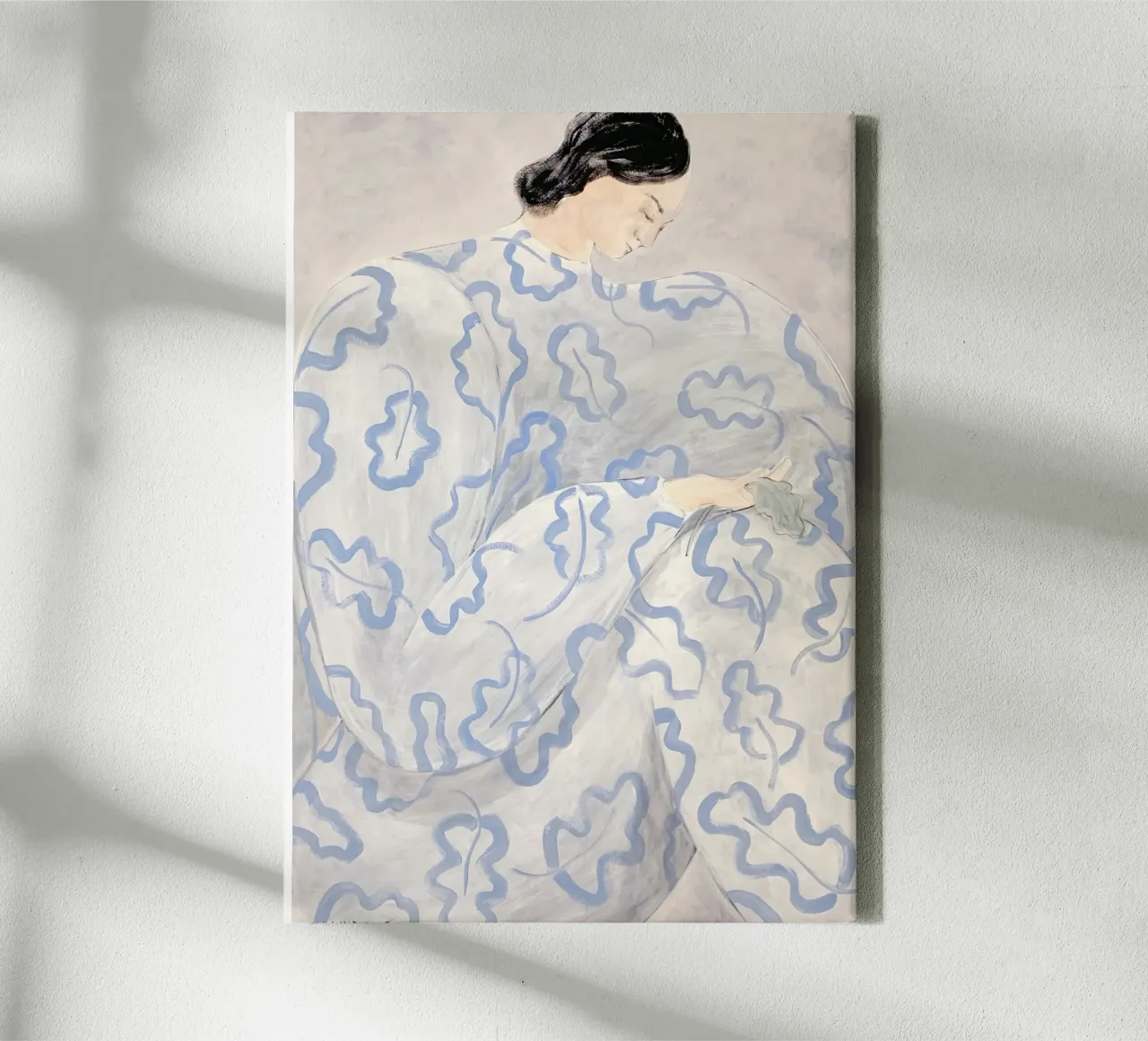 Fiori bianchi annoiati tela con Cornice a cassetta da Serrano Shop