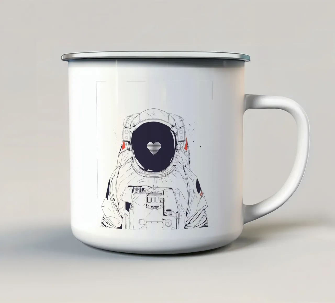 Astronaut love tazza in smalto da Balazs Solti