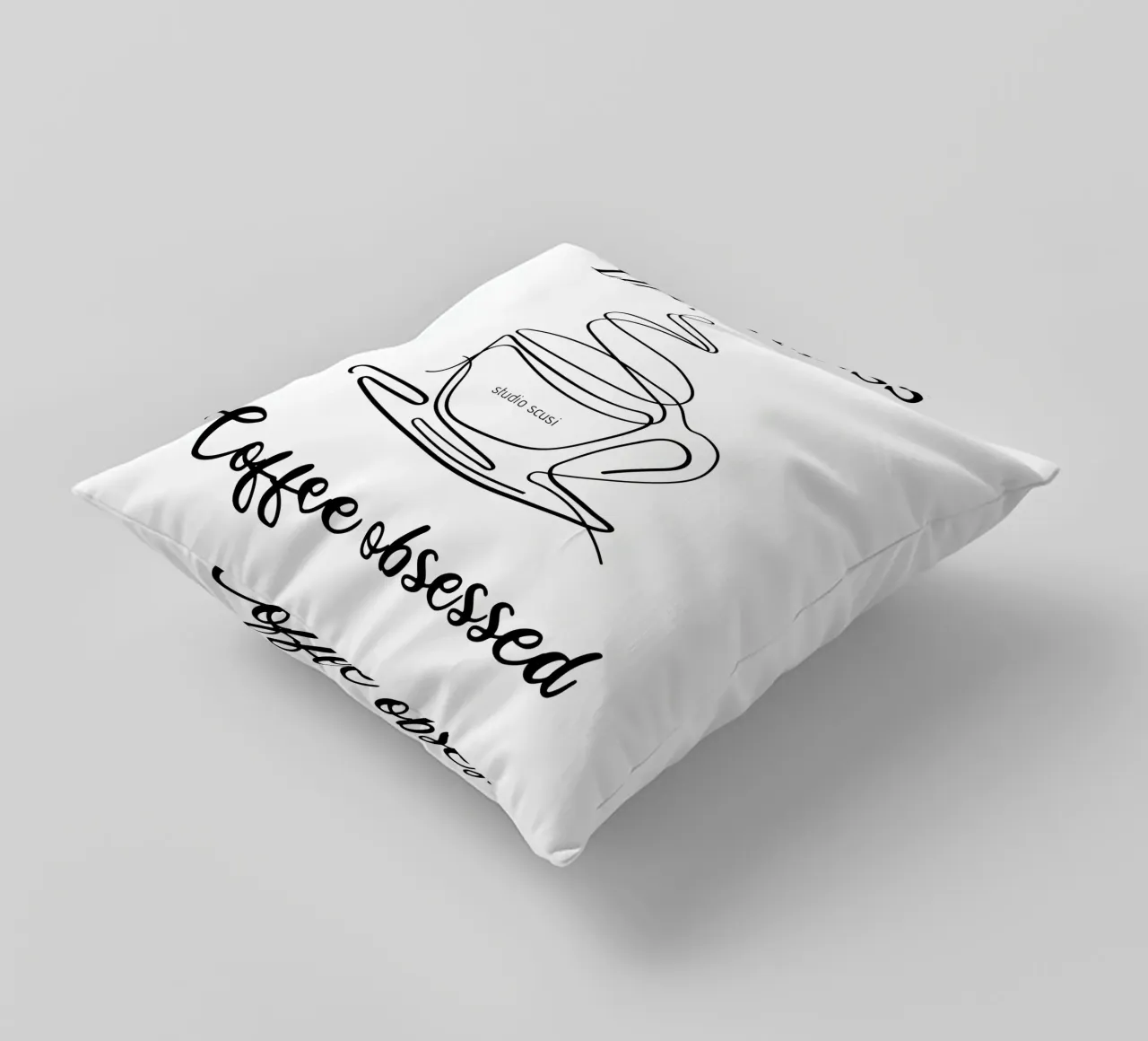 Life's a mess Coffee obsessed - one line art cuscino da studio scusi