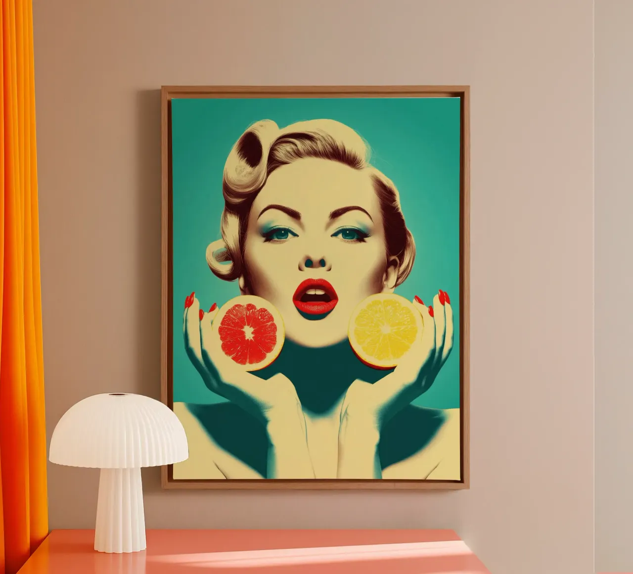 Citrus Frau | Fresca pop art vitaminica per la cucina tela con Cornice a cassetta da Autofocus