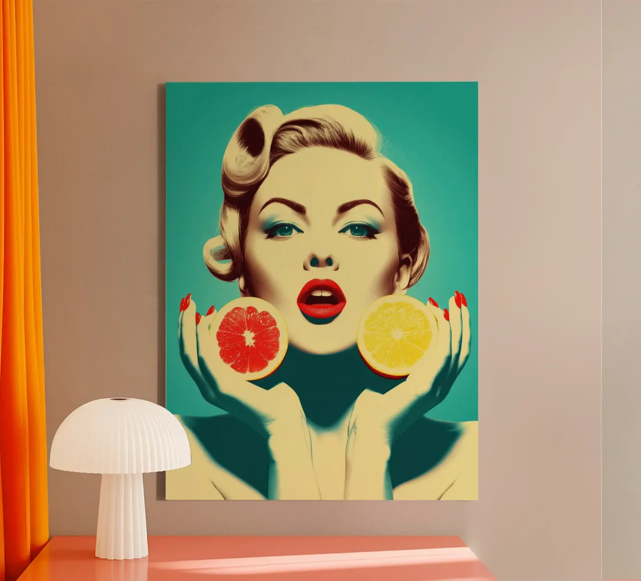 Citrus Frau | Fresca pop art vitaminica per la cucina tela con Cornice a cassetta da Autofocus