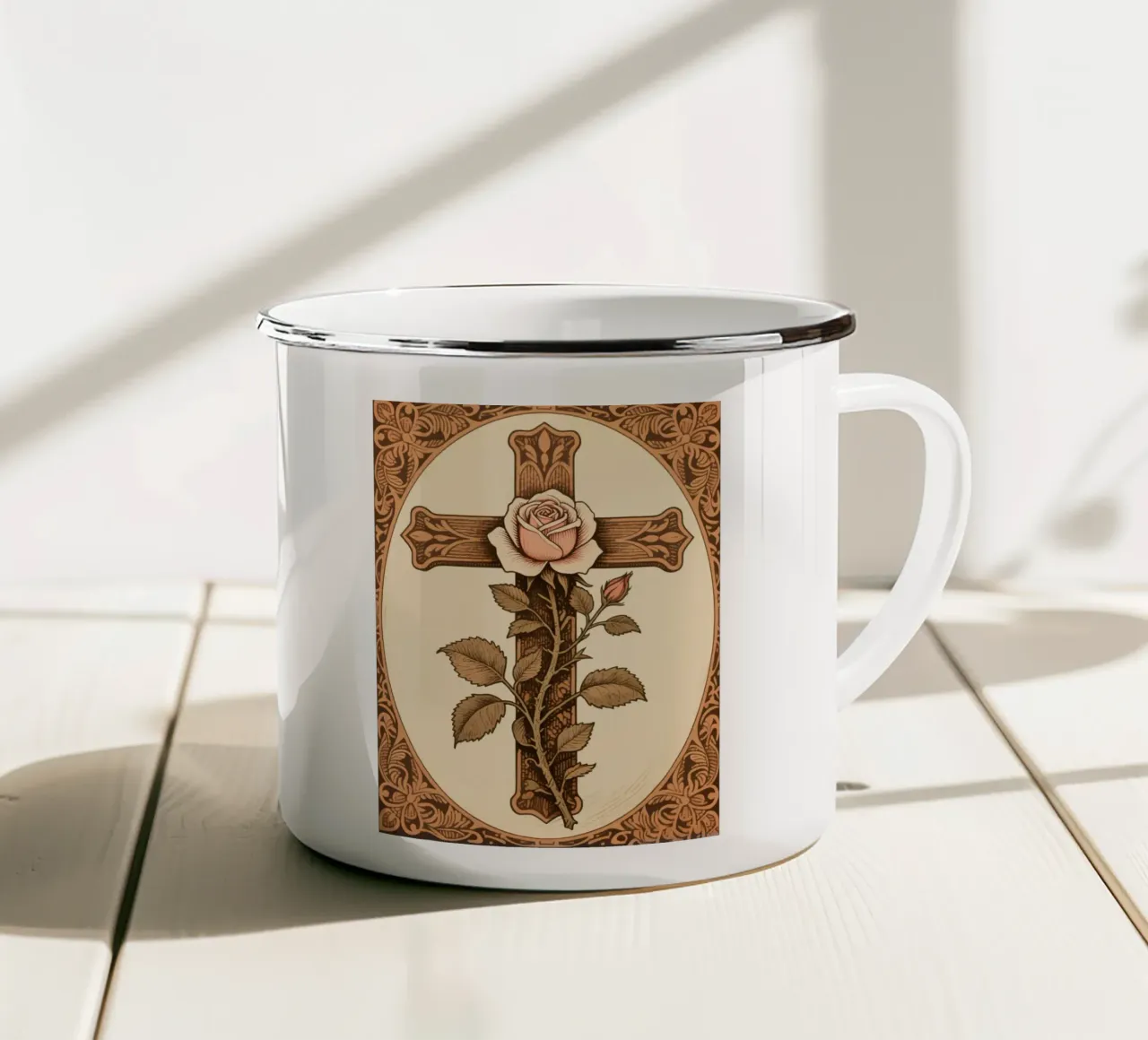 rose cross tazza in smalto da knowledge