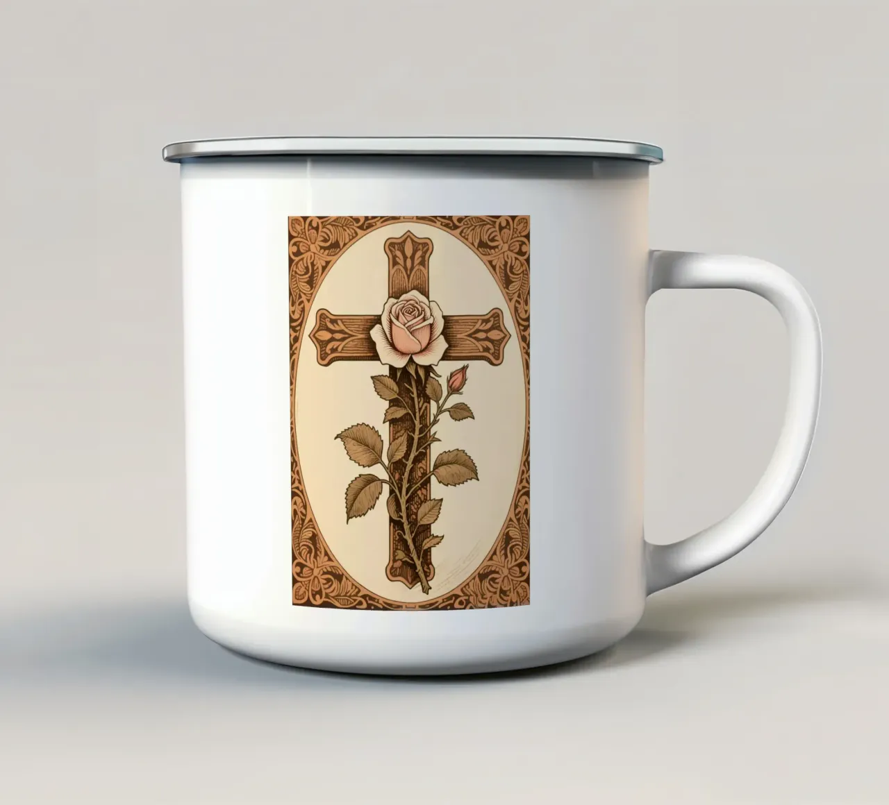 rose cross tazza in smalto da knowledge