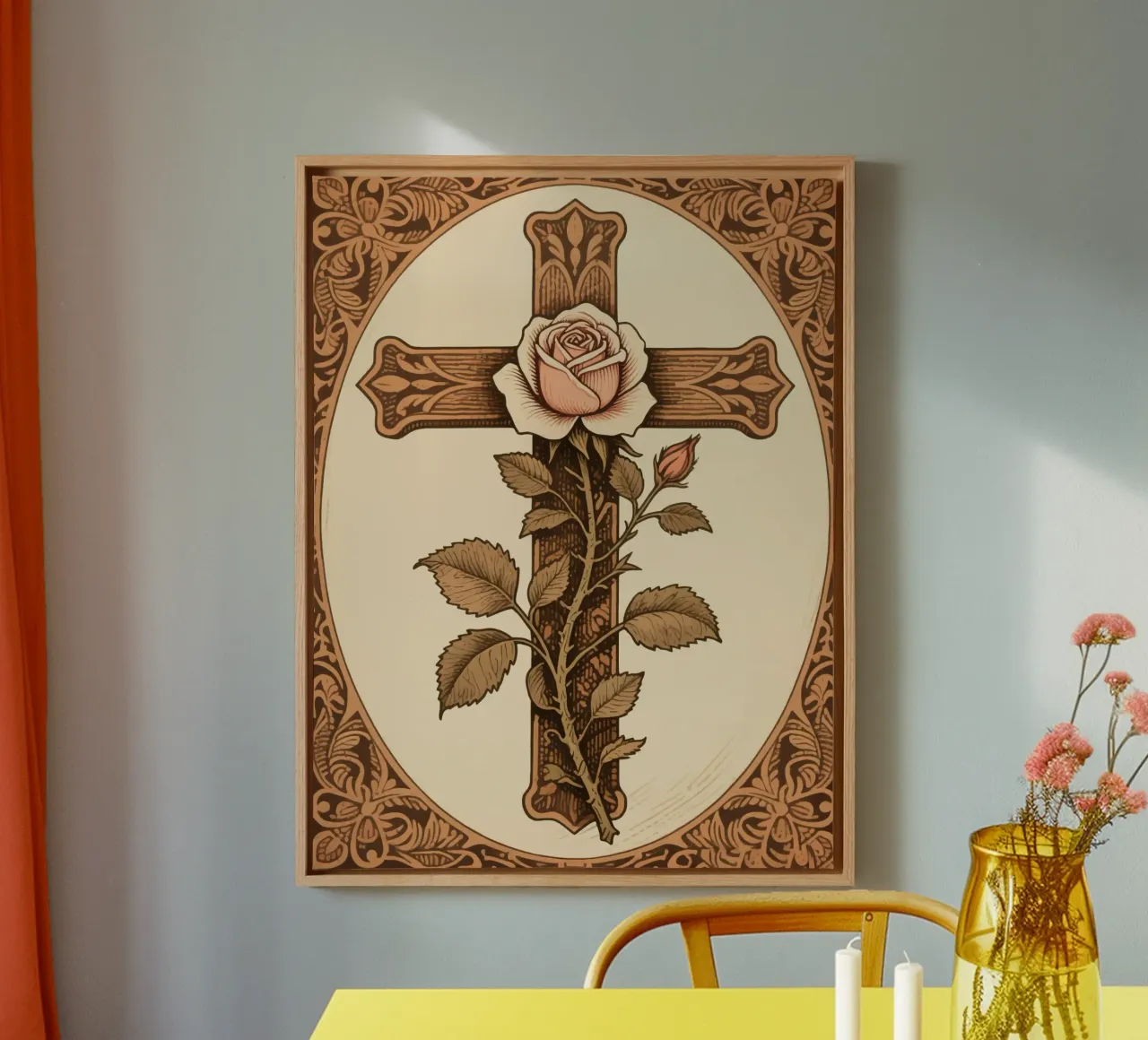 rose cross tela con Cornice a cassetta da knowledge