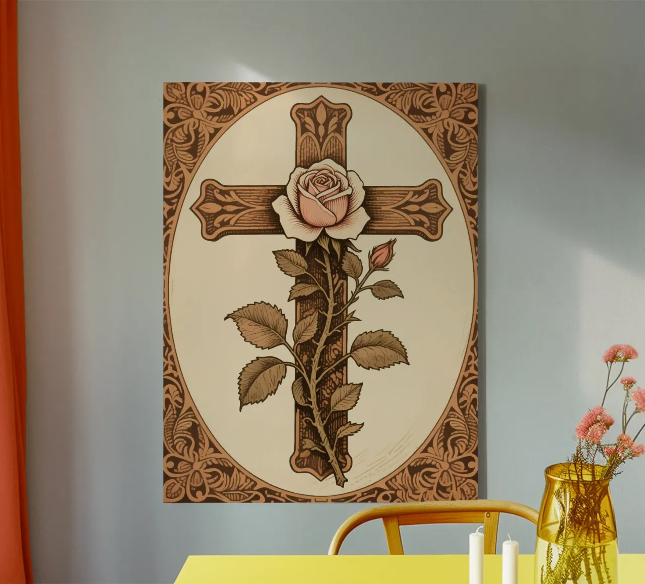 rose cross tela con Cornice a cassetta da knowledge