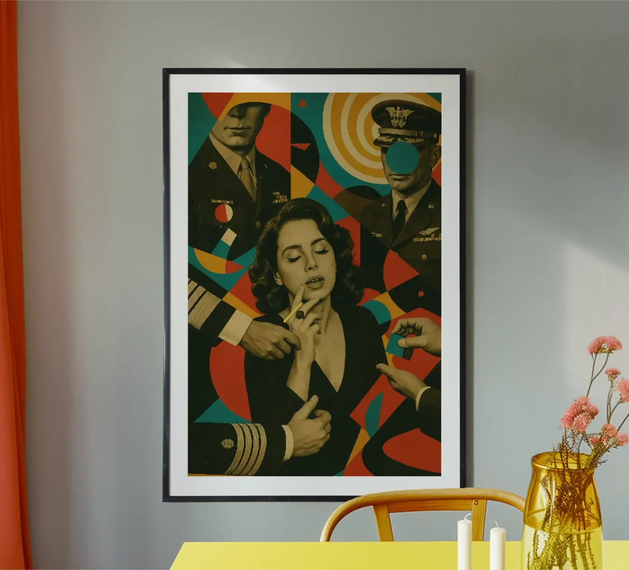 Fumo colorato di Lana Del Rey poster con telaio in legno da kanel shop