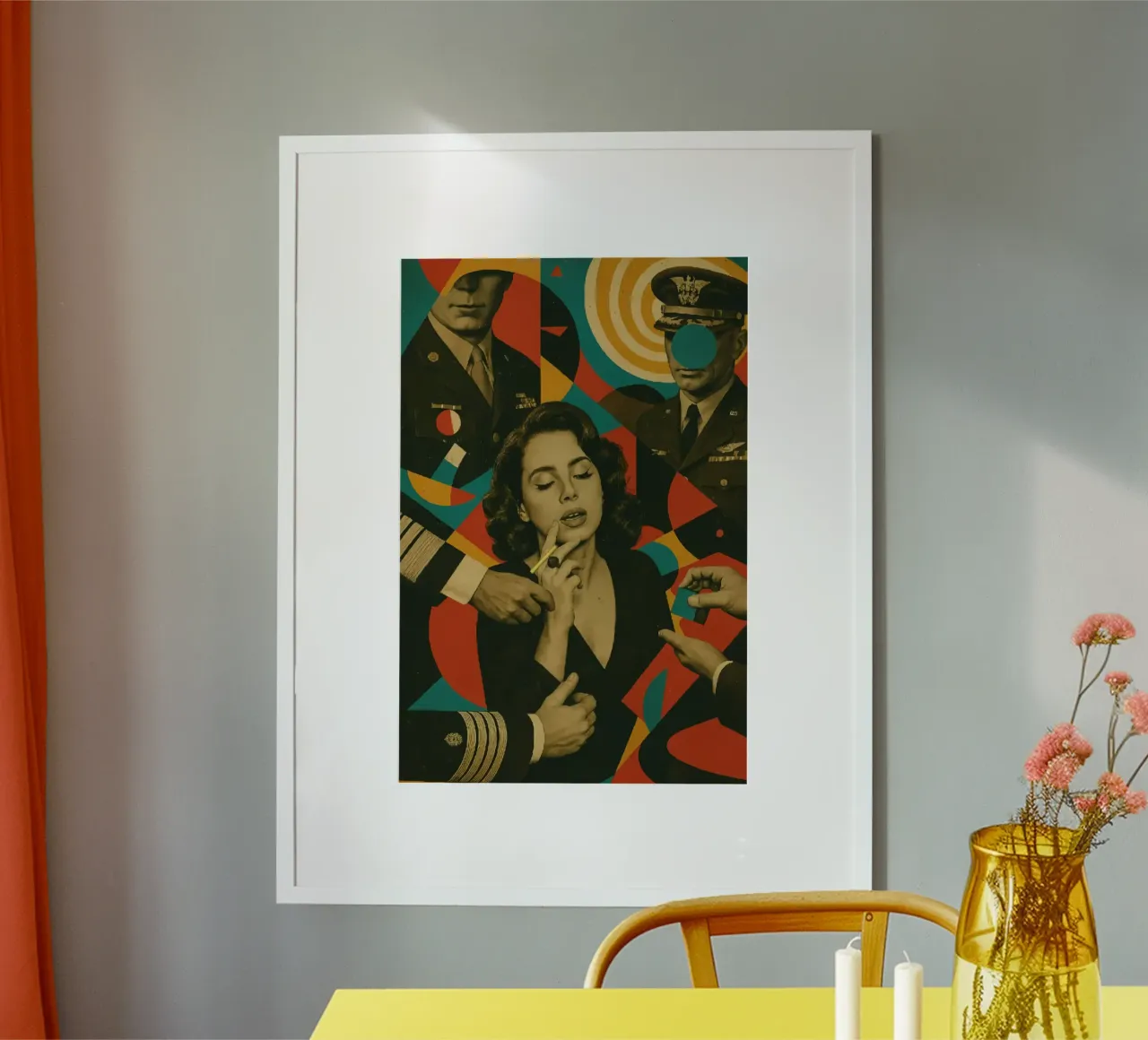 Fumo colorato di Lana Del Rey poster con telaio in legno da kanel shop