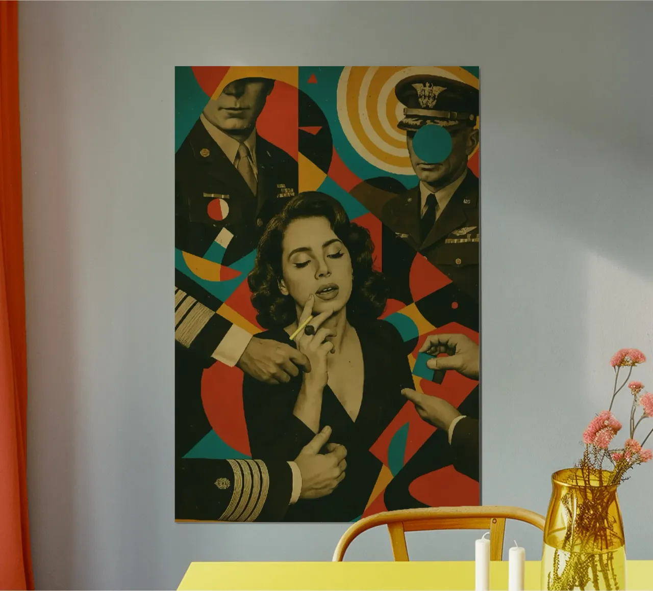 Fumo colorato di Lana Del Rey poster con telaio in legno da kanel shop