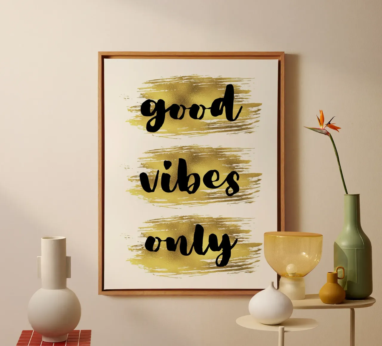 Good vibes only canvas met Baklijst van PinkCandyWalls