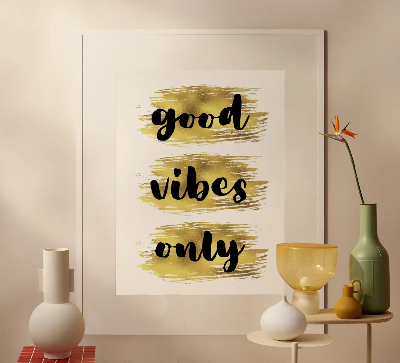 Good vibes only poster con marco de aluminio de PinkCandyWalls