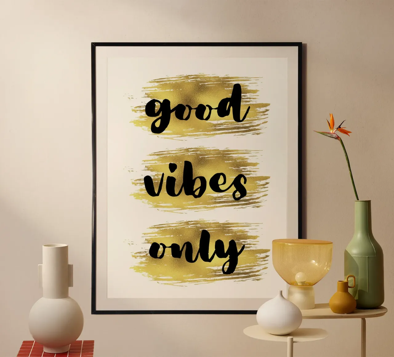 Good vibes only poster con marco de aluminio de PinkCandyWalls