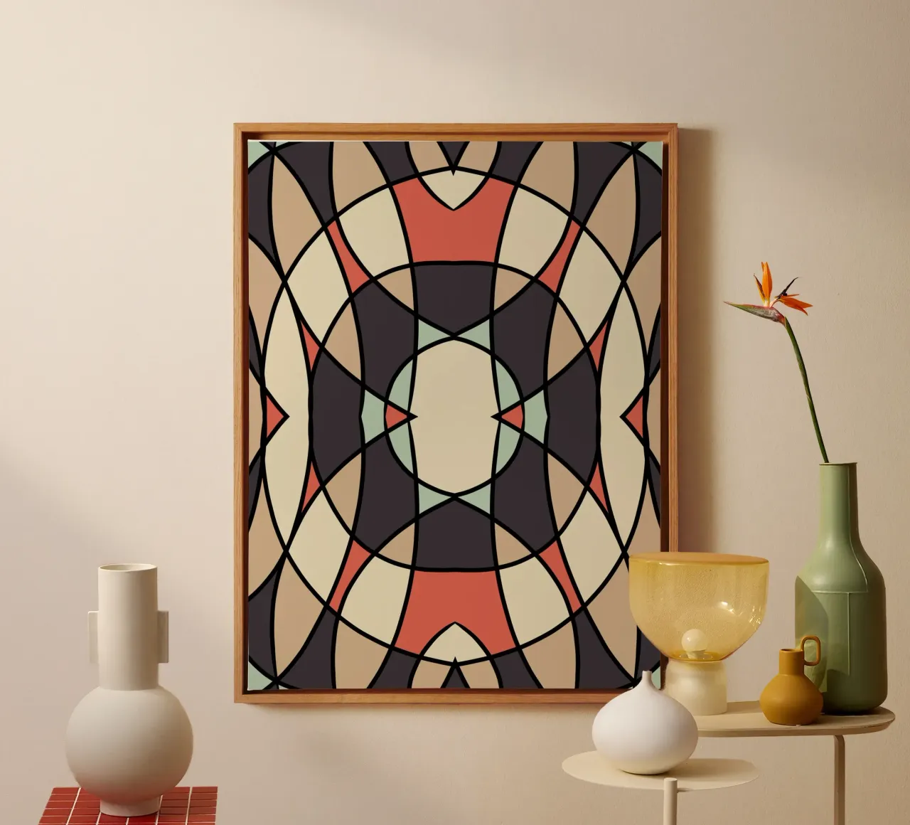 Glass tile pattern canvas with Floater frame by Little Dean