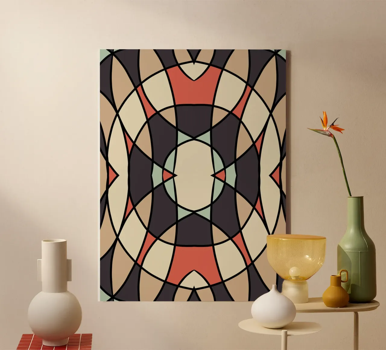 Glass tile pattern canvas with Floater frame by Little Dean