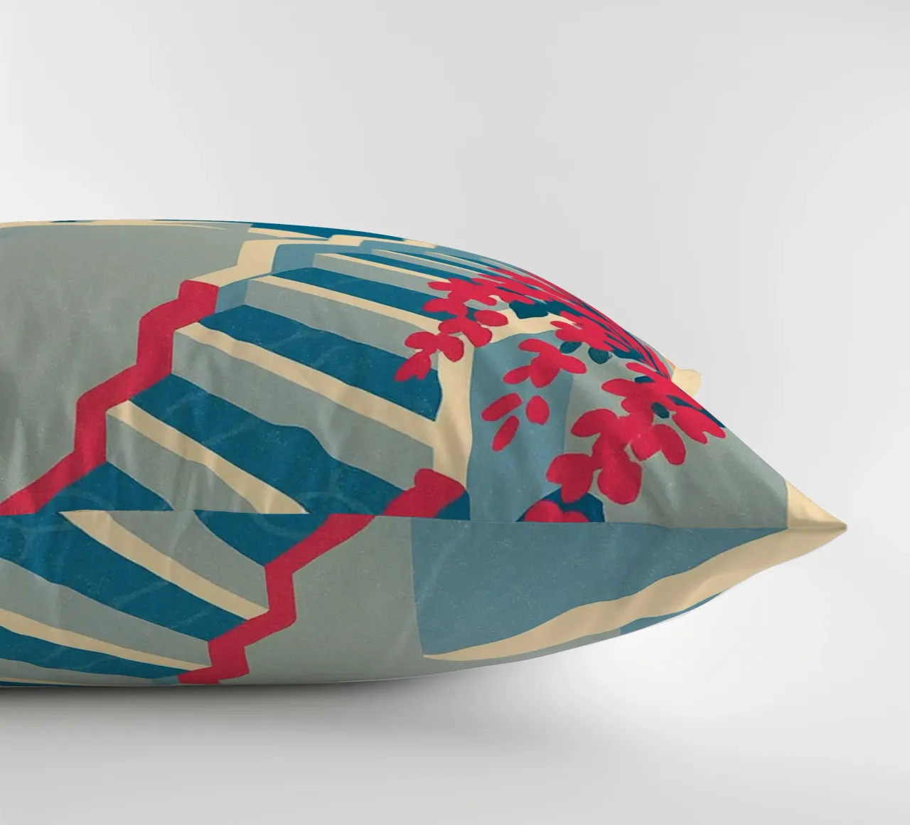 Poster di Santorini - Poster retrò di case bianche cuscino da JETLAG | affiches voyage