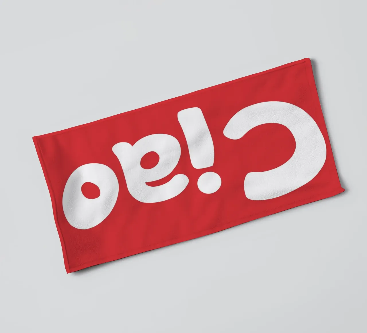 Bold Abstract Typography in White on Red Background towel by The Art Club