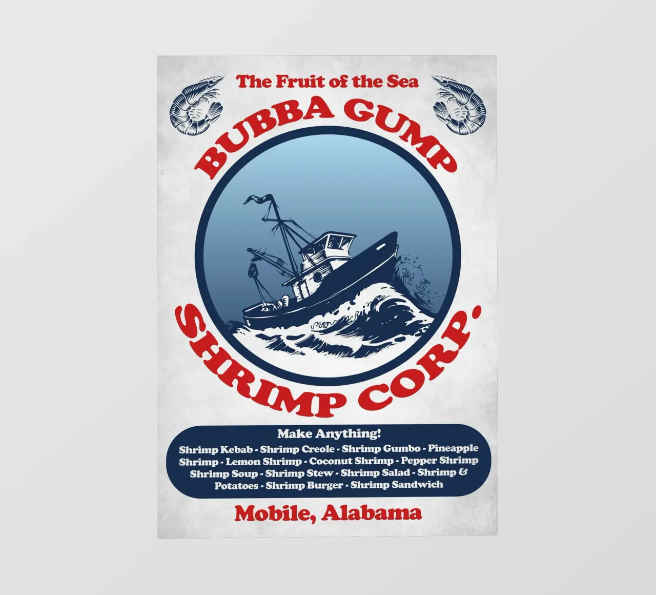 Bubba Gump Shrimp Corp. telo in pvc da Junkie Movie
