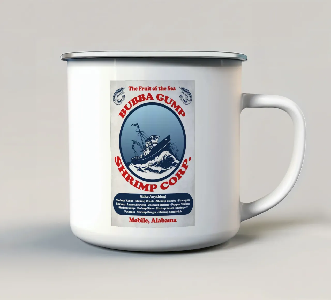 Bubba Gump Shrimp Corp. tazza in smalto da Junkie Movie