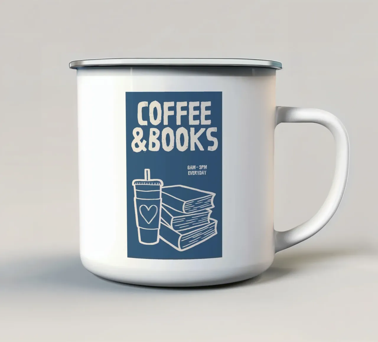 Illustrazione di libri e caffè - Lettura accogliente e atmosfera da caffè tazza in smalto da The Art Club